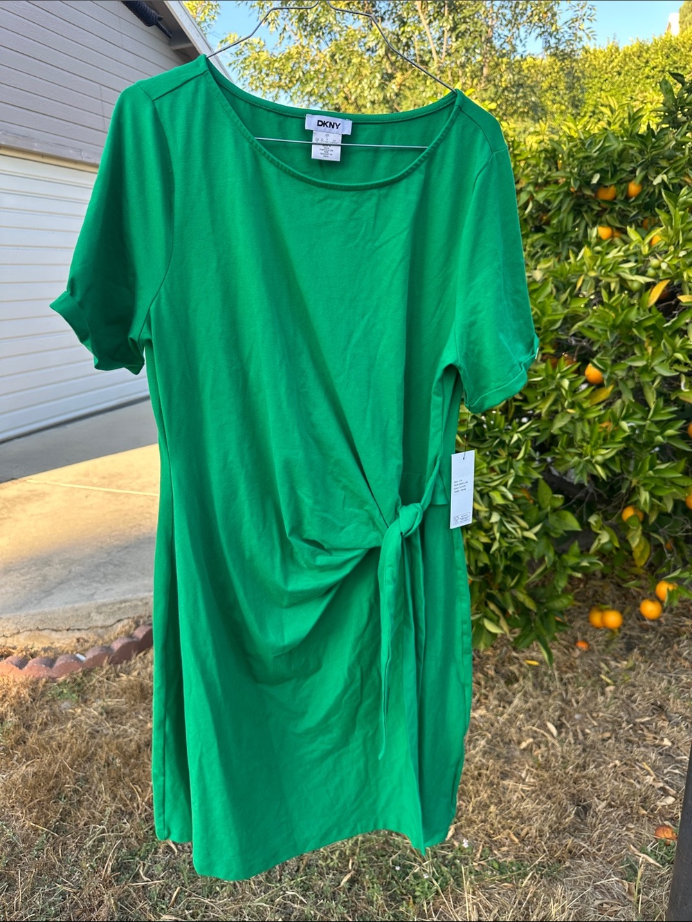 DKNY Emerald Green Knot-Side Casual Dress Style DD4CLJ16 Clover 🍀